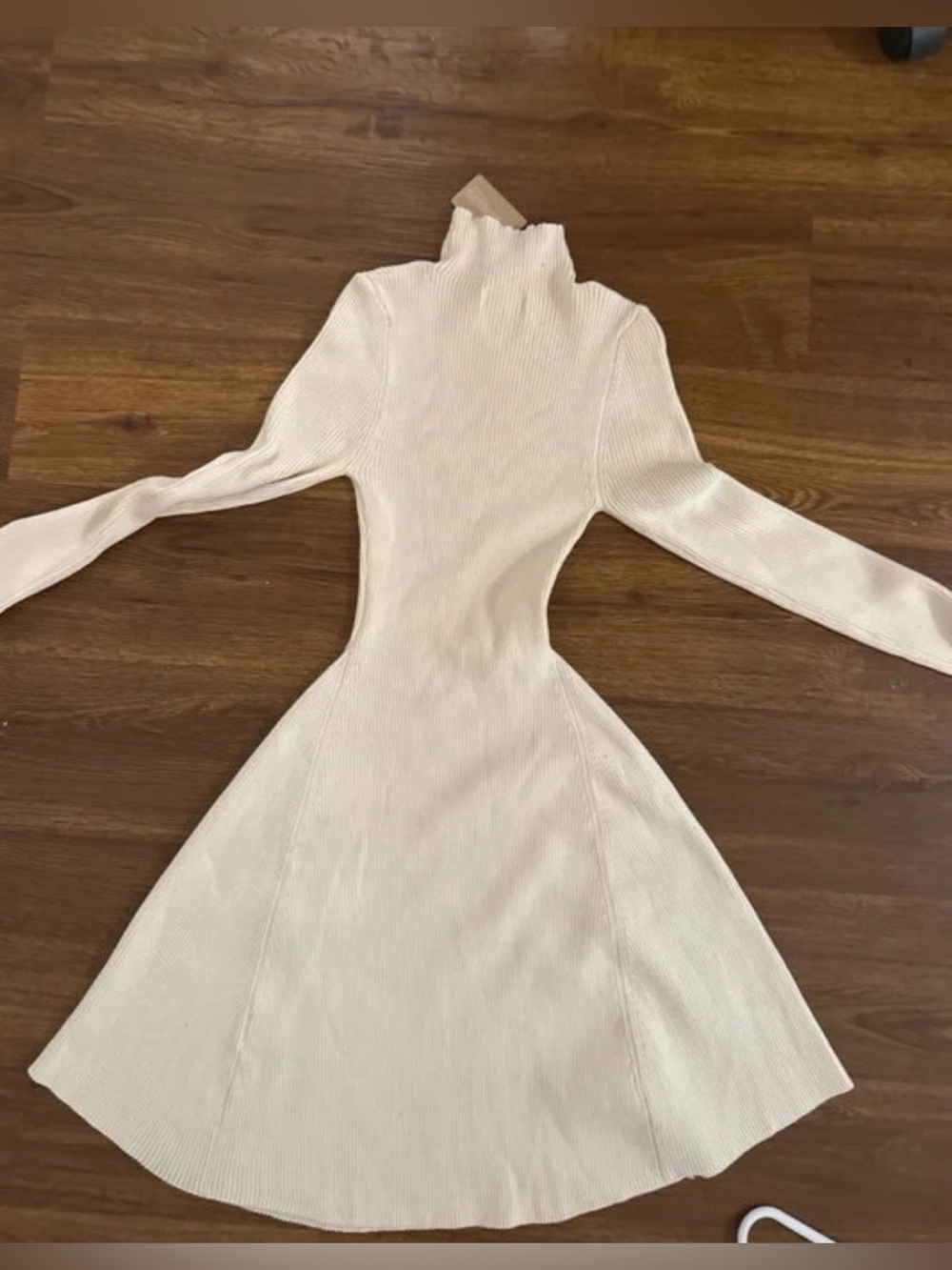 vestique Ribbed Cream Sweater dress